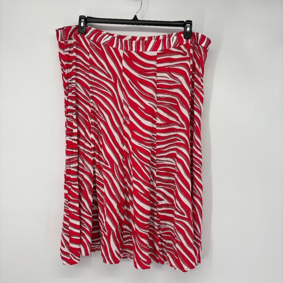 MICHAEL Michael Kors Women's Zebra Printed Midi Skirt Geranium Plus Sze 22W NWOT - Picture 3 of 4